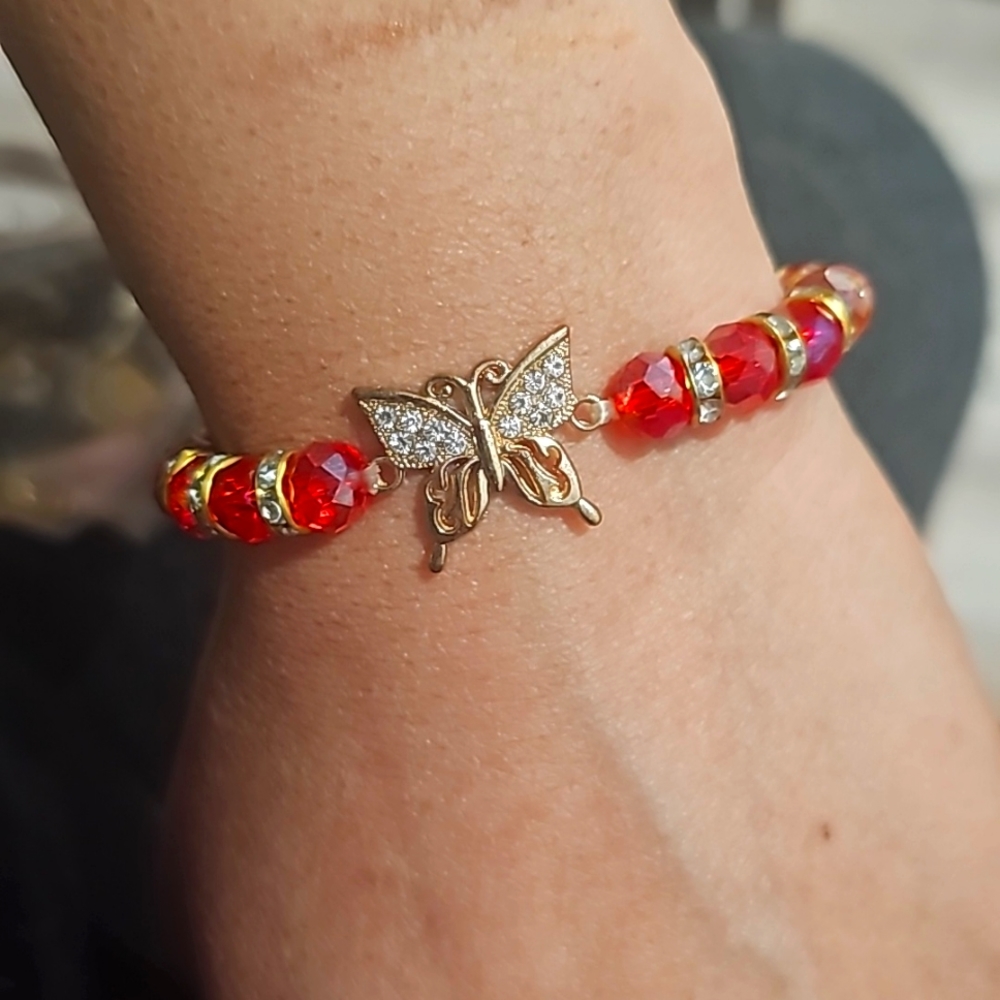 Butterfly red bling bracelet is beautiful 😍